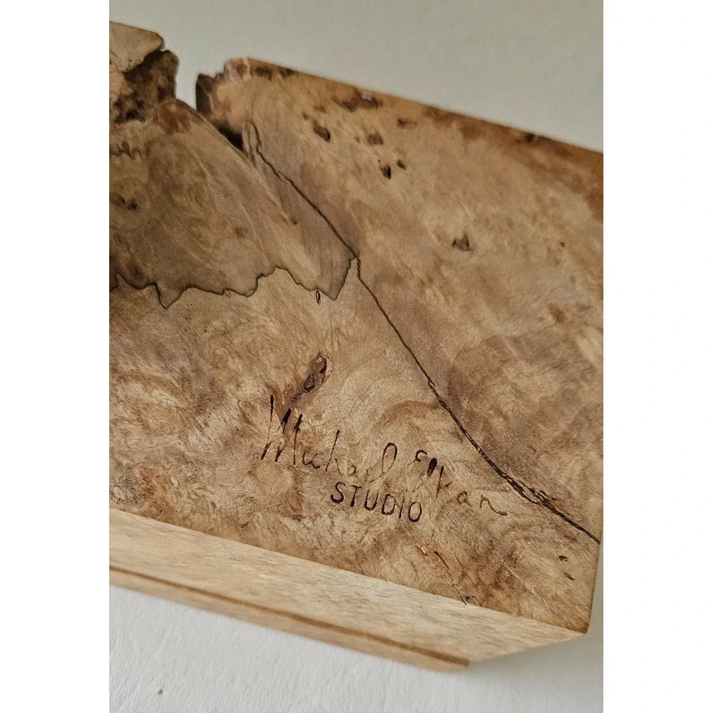 Michael Elkan Oregon Birdseye Maple Burl Box Handmade Wood Trinket Box Art Waxed